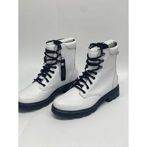 Sorel Women's Lennox Waterproof Lace-Up Boots - White Black 10M